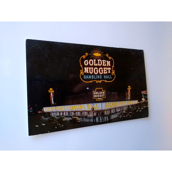 Golden Nugget Gambling Hall Casino Postcard Las Vegas Nevada Chrome Old Cars - Picture 2 of 3